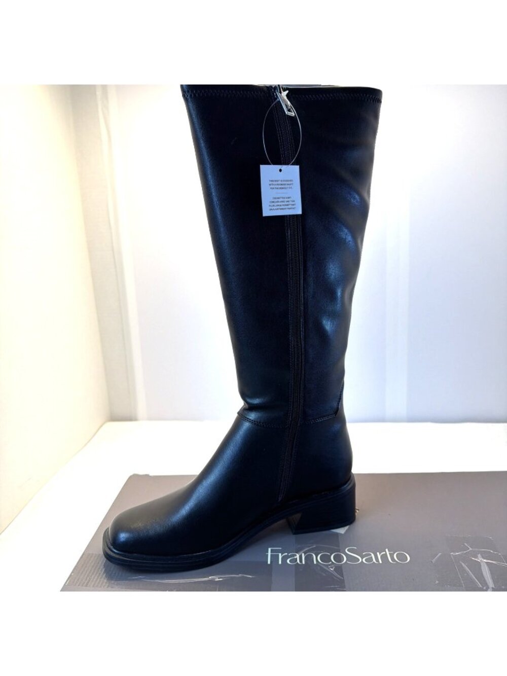 Franco Sarto Geralyn Knee High Riding Boots Square Toe Black Women SZ 11 NEW
